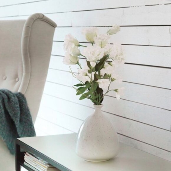 Ikea LIVSVERK White Speckled Vase Size 9” - Picture 7 of 8